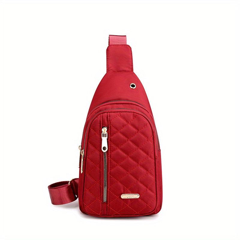 Rhombus Embroidered Chest Bag Quilted Crossbody Phone Bag