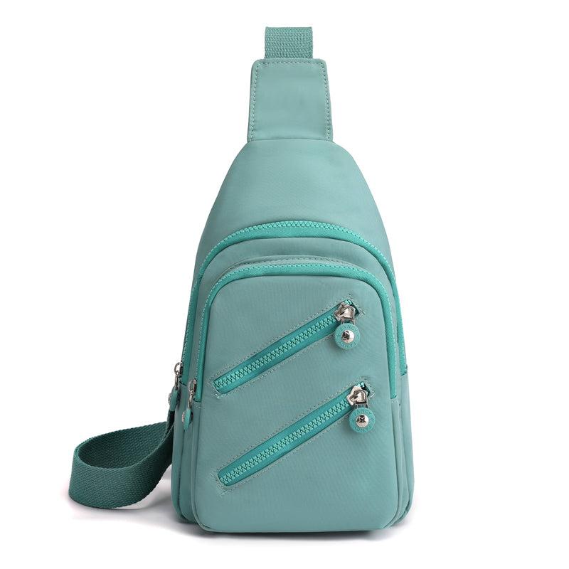 Nylon Double Zipper Chest Bag Casual Pocket Sling Bag