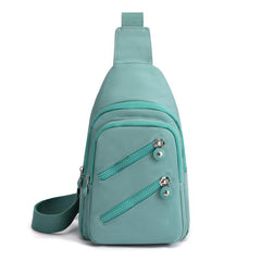 Nylon Double Zipper Chest Bag Casual Pocket Sling Bag