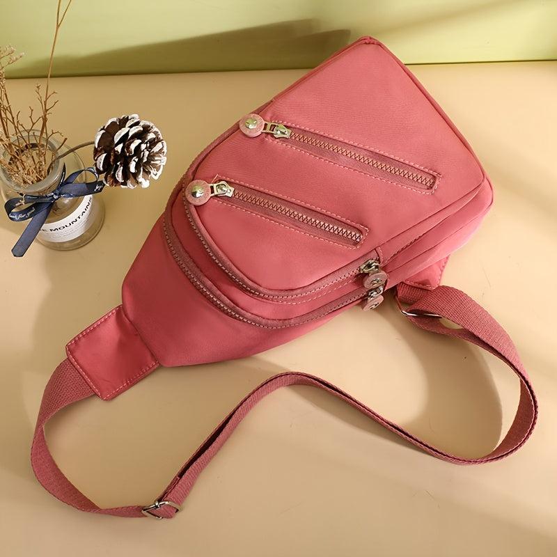 Nylon Double Zipper Chest Bag Casual Pocket Sling Bag