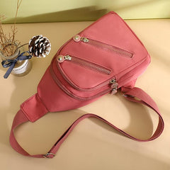 Nylon Double Zipper Chest Bag Casual Pocket Sling Bag