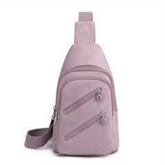 Nylon Double Zipper Chest Bag Casual Pocket Sling Bag