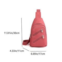 Nylon Double Zipper Chest Bag Casual Pocket Sling Bag