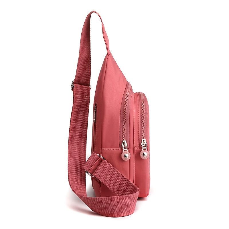 Nylon Double Zipper Chest Bag Casual Pocket Sling Bag