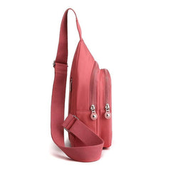 Nylon Double Zipper Chest Bag Casual Pocket Sling Bag