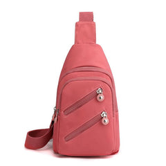 Nylon Double Zipper Chest Bag Casual Pocket Sling Bag