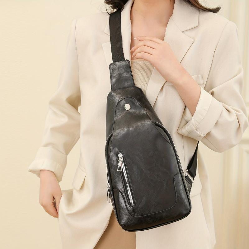 Vintage Sling Backpack PU Leather Crossbody Bag Outdoor Travel