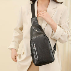 Vintage Sling Backpack PU Leather Crossbody Bag Outdoor Travel