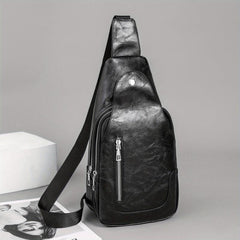 Vintage Sling Backpack PU Leather Crossbody Bag Outdoor Travel