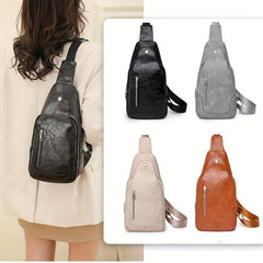 Vintage Sling Backpack PU Leather Crossbody Bag Outdoor Travel