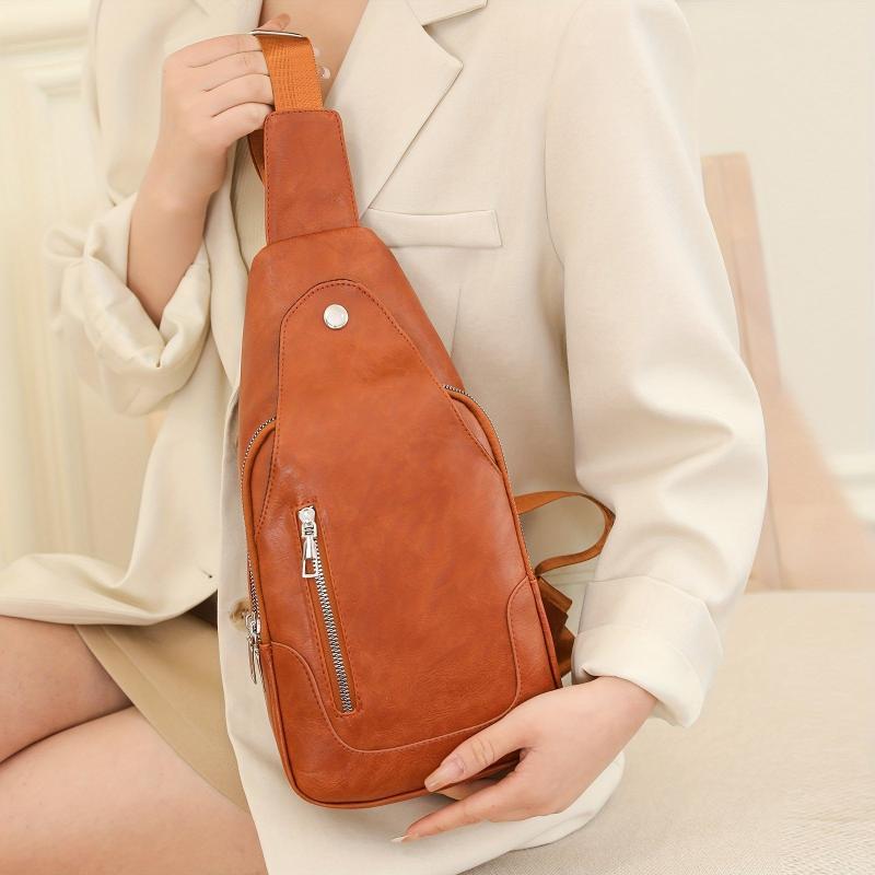 Vintage Sling Backpack PU Leather Crossbody Bag Outdoor Travel