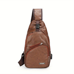 Outdoor Sports Sling Bag Vintage PU Chest Bag