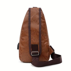 Outdoor Sports Sling Bag Vintage PU Chest Bag