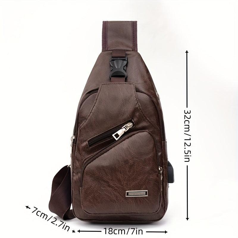 Outdoor Sports Sling Bag Vintage PU Chest Bag