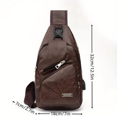 Outdoor Sports Sling Bag Vintage PU Chest Bag