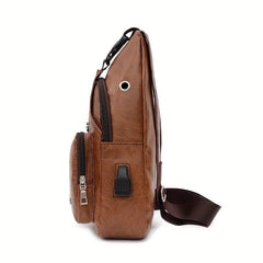 Outdoor Sports Sling Bag Vintage PU Chest Bag