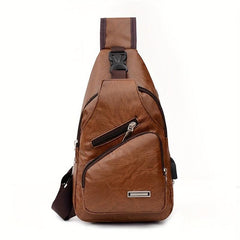 Outdoor Sports Sling Bag Vintage PU Chest Bag