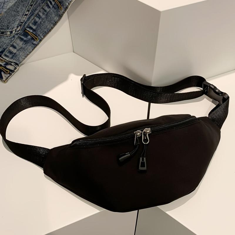 Zipper Closure Waist Crossbody Bag Adjustable Straps Nylon Chest Bag