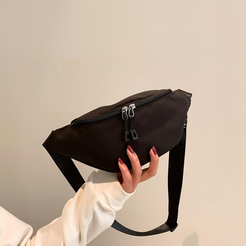 Zipper Closure Waist Crossbody Bag Adjustable Straps Nylon Chest Bag
