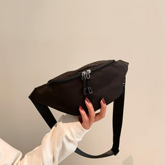 Zipper Closure Waist Crossbody Bag Adjustable Straps Nylon Chest Bag
