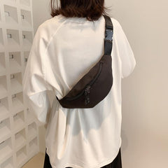 Zipper Closure Waist Crossbody Bag Adjustable Straps Nylon Chest Bag