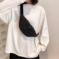 Zipper Closure Waist Crossbody Bag Adjustable Straps Nylon Chest Bag