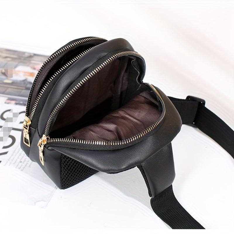 Quilted Sling Bag Solid Casual PVC Waist Bag Women's Portable Fanny Pack