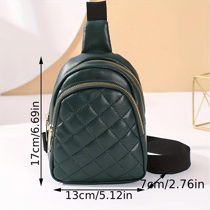 Quilted Sling Bag Solid Casual PVC Waist Bag Women's Portable Fanny Pack
