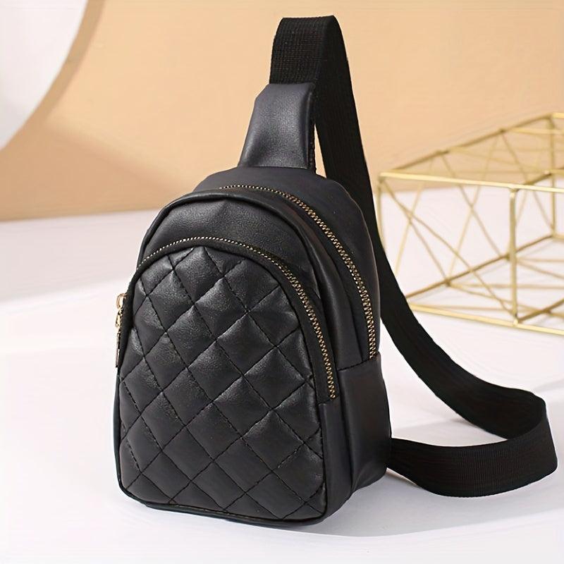 Quilted Sling Bag Solid Casual PVC Waist Bag Women's Portable Fanny Pack