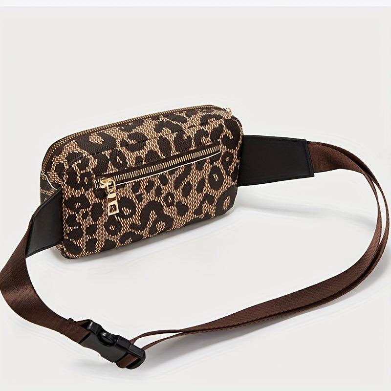 Leopard Pattern Belt Bag Women's PU Leather Chest Bag For Outdoor Travel