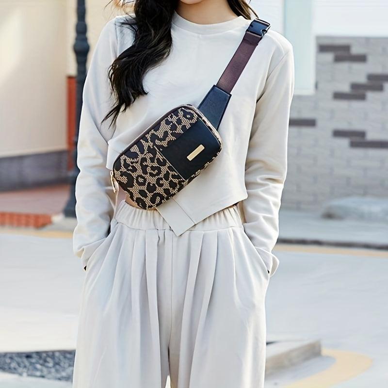 Leopard Pattern Belt Bag Women's PU Leather Chest Bag For Outdoor Travel