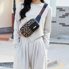 Leopard Pattern Belt Bag Women's PU Leather Chest Bag For Outdoor Travel