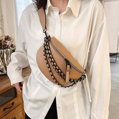 Crocodile Chain Decor Crossbody Fanny Pack All Match Sling Bag