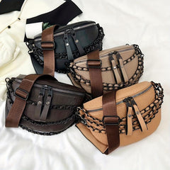Crocodile Chain Decor Crossbody Fanny Pack All Match Sling Bag
