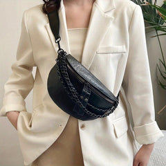 Crocodile Chain Decor Crossbody Fanny Pack All Match Sling Bag