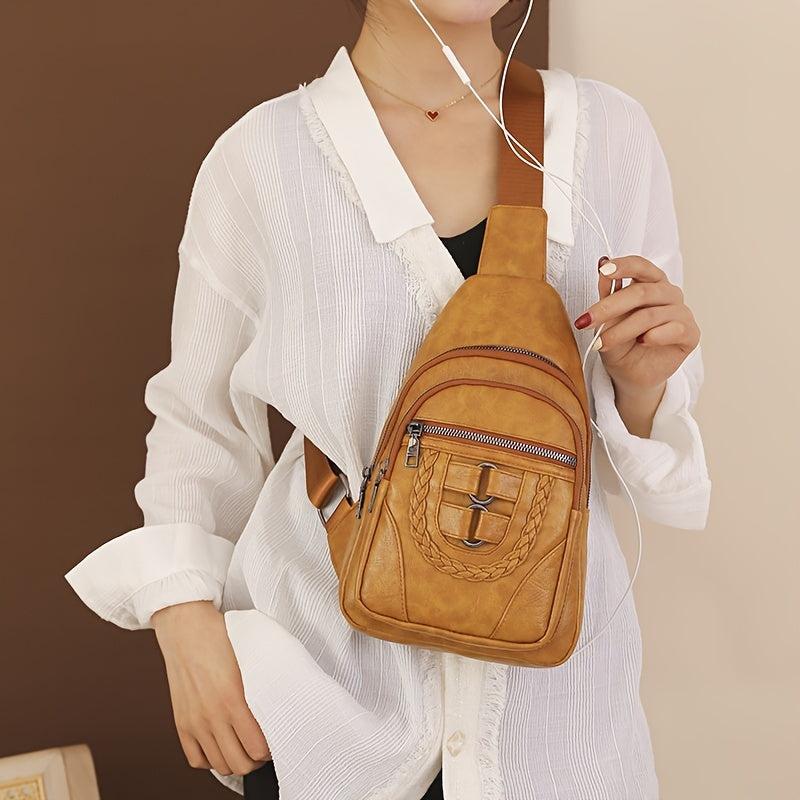 Vintage Braid Detail Chest Bag Sling Bag Crossbody Bag