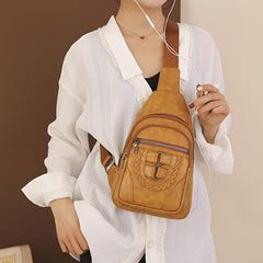Vintage Braid Detail Chest Bag Sling Bag Crossbody Bag
