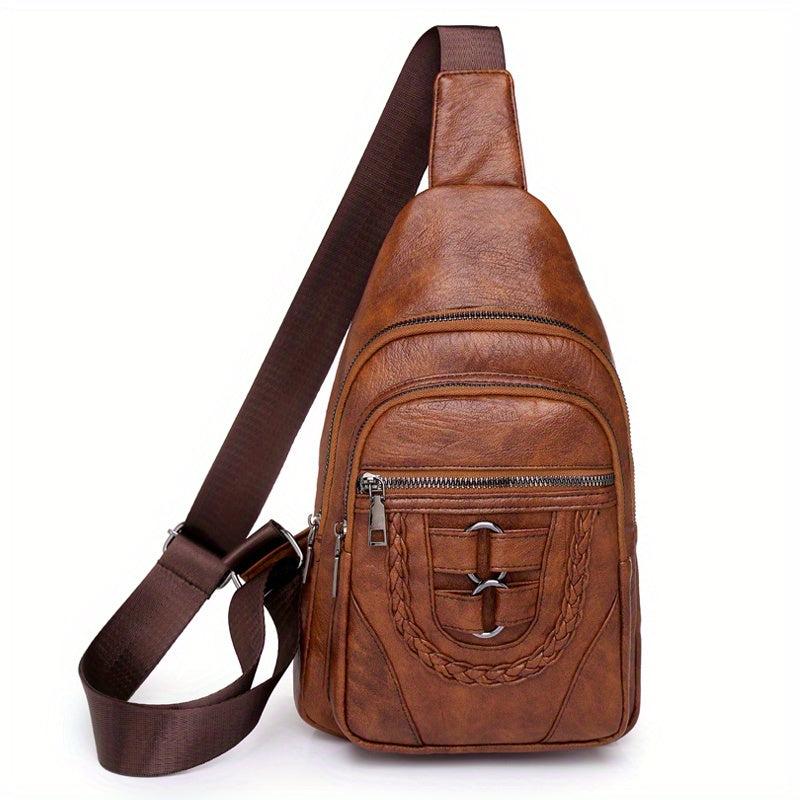 Vintage Braid Detail Chest Bag Sling Bag Crossbody Bag