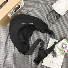 Letter Graphic Crossbody Bag Nylon Hobo Bag For Travel Hiking Cycling