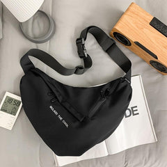 Letter Graphic Crossbody Bag Nylon Hobo Bag For Travel Hiking Cycling