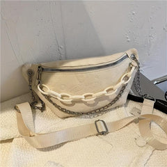 Cartoon Graffiti Chest Bag Zip Crossbody Bag Embossed Acrylic Strap