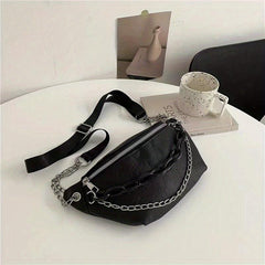 Cartoon Graffiti Chest Bag Zip Crossbody Bag Embossed Acrylic Strap