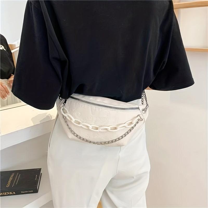 Cartoon Graffiti Chest Bag Zip Crossbody Bag Embossed Acrylic Strap