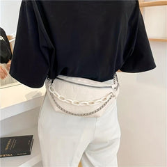 Cartoon Graffiti Chest Bag Zip Crossbody Bag Embossed Acrylic Strap