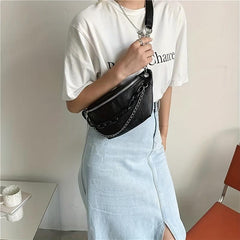 Cartoon Graffiti Chest Bag Zip Crossbody Bag Embossed Acrylic Strap