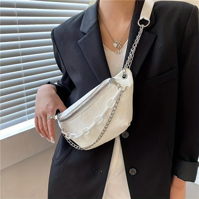 Cartoon Graffiti Chest Bag Zip Crossbody Bag Embossed Acrylic Strap