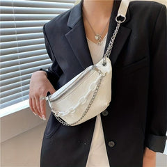 Cartoon Graffiti Chest Bag Zip Crossbody Bag Embossed Acrylic Strap