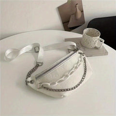 Cartoon Graffiti Chest Bag Zip Crossbody Bag Embossed Acrylic Strap