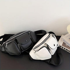 Retro Solid PU Leather Chest Bag Women's Waist Bag