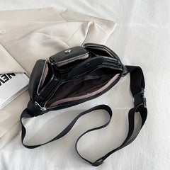 Retro Solid PU Leather Chest Bag Women's Waist Bag